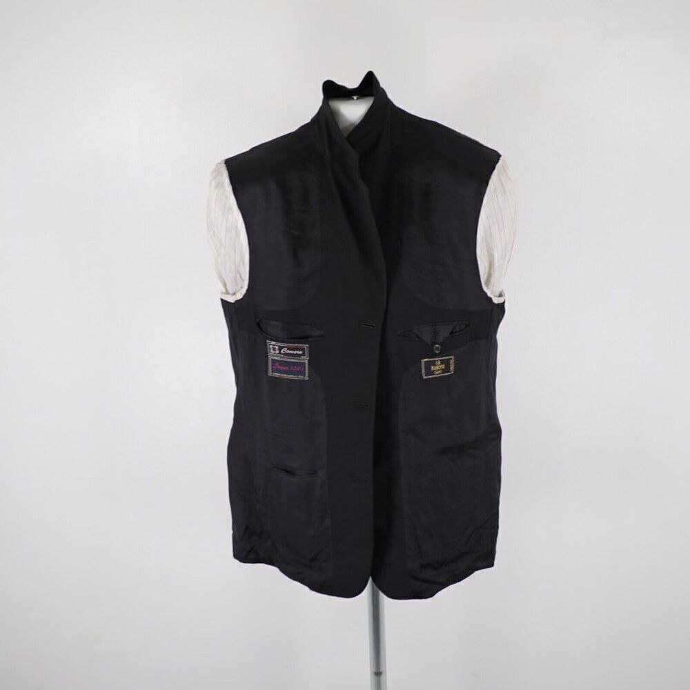 Baroni Comero Super 120s Wool Black 3 Gold / Black Button Blazer 42R Italy Made - Picture 10 of 12